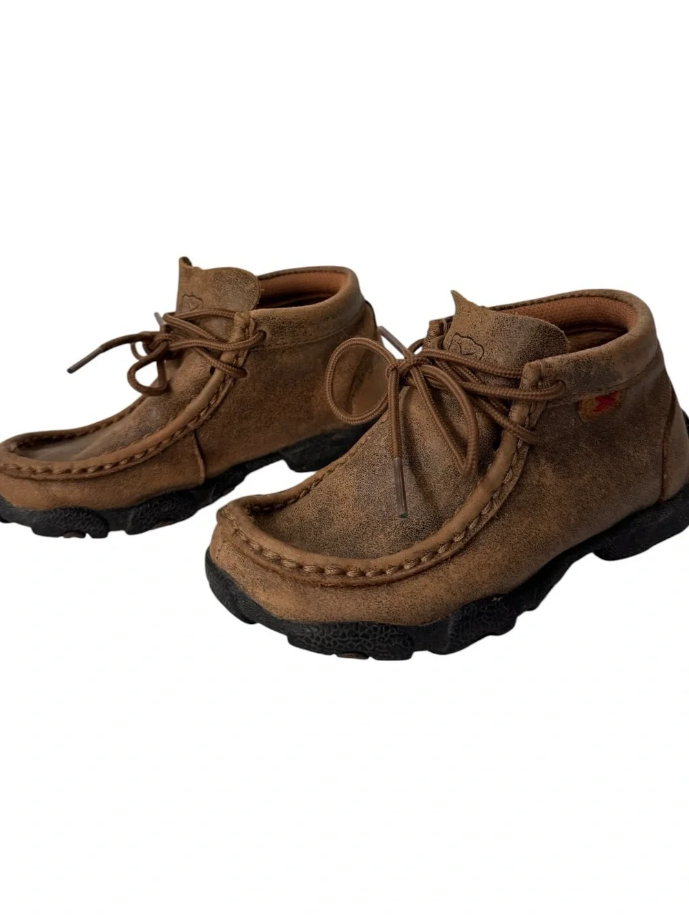 Twisted X Kids Bomber Chukka Driving Mocs Size 8.5M Brown Leather Moc Toe Shoes